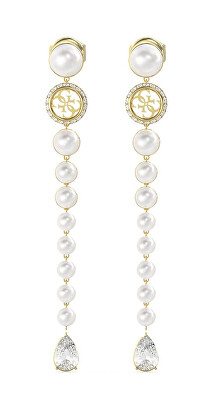 Guess - Dlouhé náušnice se syntetickými perlami Tiny Pearly JUBE05578JWYGT/U