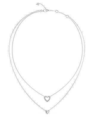 Guess - Dvojitý ocelový náhrdelník se srdíčky Beloved JUBN05026JWRHT/U