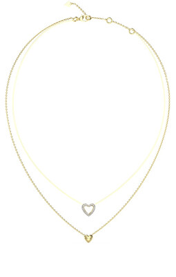 Guess - Dvojitý pozlacený náhrdelník se srdíčky Beloved JUBN05026JWYGT/U