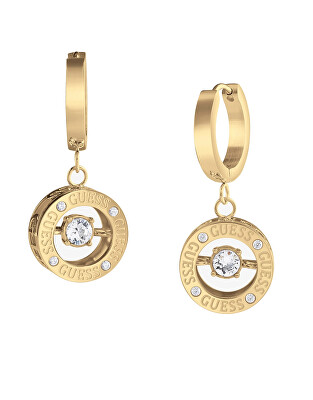 Guess - Elegáns aranyozott karika fülbevaló Solitaire JUBE01463JWYGT/U