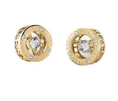 Guess - Pozlacené náušnice pecky Solitaire JUBE01464JWYGT/U