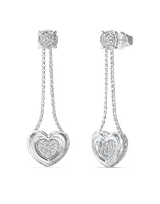 Guess - Jedinečné visací náušnice s krystaly L.O.V.E. JUBE05462JWRHT/U