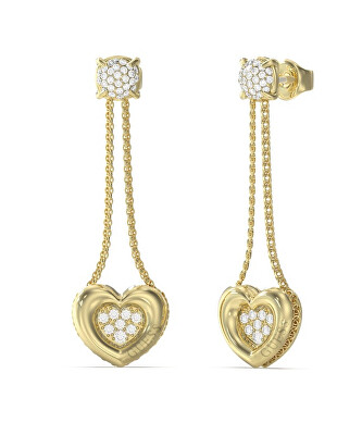 Guess - Jedinečné visací náušnice s krystaly L.O.V.E. JUBE05462JWYGT/U
