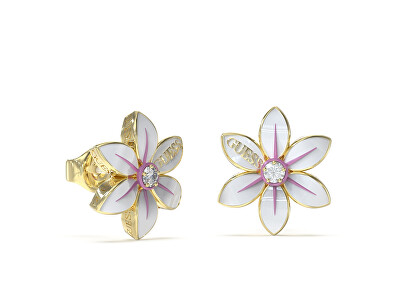Guess - Krásné ocelové náušnice White Lotus JUBE04135JWYGWHT/U