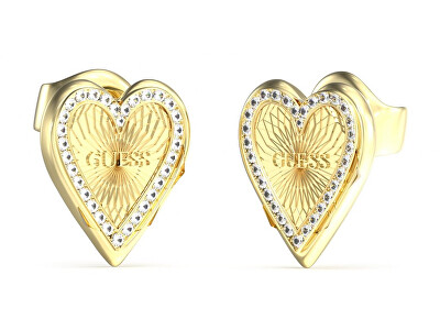 Guess - Krásné pozlacené náušnice Love Me Tender JUBE03237JWYGT/U
