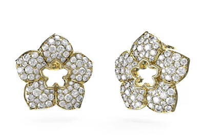 Guess - Krásné pozlacené náušnice s květem Shining Winter JUBE04469JWYGT/U