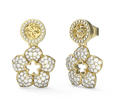 Guess - Krásné pozlacené náušnice s květem Shining Winter JUBE04471JWYGT/U