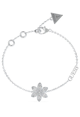 Guess - Krásný ocelový náramek s květinou White Lotus JUBB04144JWRH
