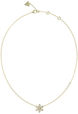 Guess - Krásný pozlacený náhrdelník s květinou White Lotus JUBN04146JWYGT/U