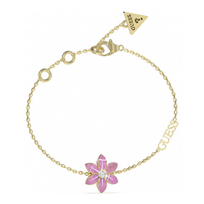 Guess - Krásný pozlacený náramek s květinou White Lotus JUBB04134JWYGPK