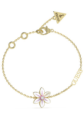 Guess - Krásný pozlacený náramek s květinou White Lotus JUBB04134JWYGWH