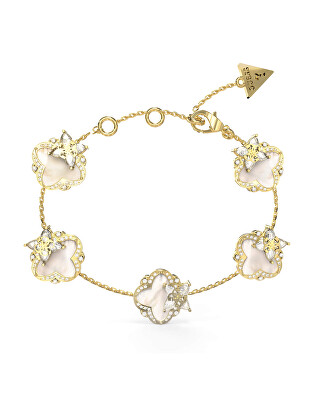 Guess - Krásný pozlacený náramek se čtyřlístky Wild Flower JUBB05582JWYGS
