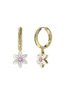Guess - Kruhové náušnice s přívěsky White Lotus JUBE04137JWYGWHT/U