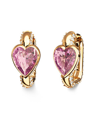 Guess - Kruhové náušnice se srdíčky Crystal Love JUBE06365JWYGPKT/U