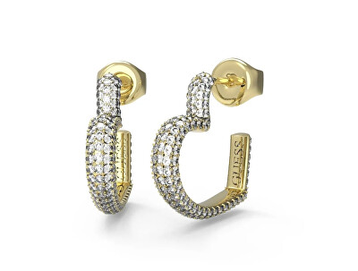 Guess - Kruhové náušnice ve tvaru srdce Beloved JUBE05017JWYGT/U