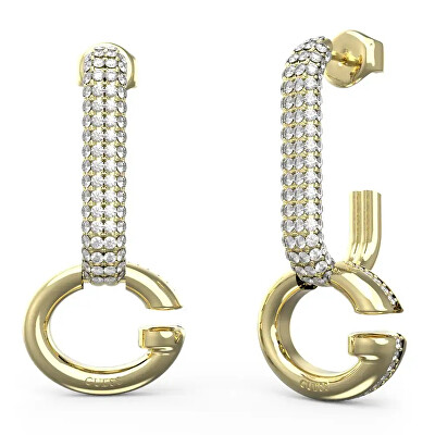 Guess - Módní pozlacené visací náušnice Oh My G JUBE04520JWYGT/U