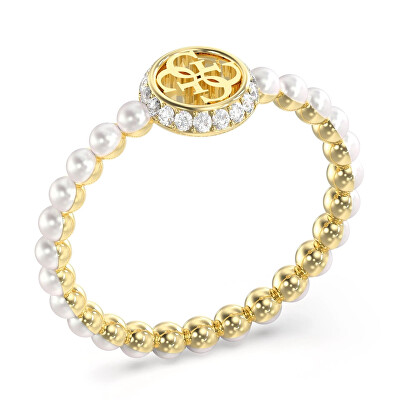 Guess - Módní pozlacený prsten s perličkami Tiny Pearly JUBR05522JWYG