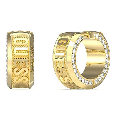 Guess - Nadčasové pozlacené kruhy s krystaly pro muže Lion King JUME05013JWYGT/U