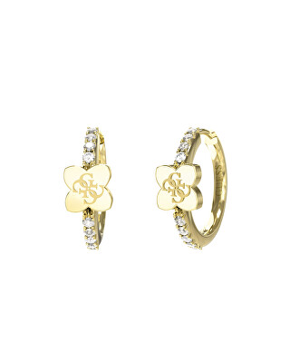 Guess - Nadčasové pozlacené kruhy s krystaly Wild Flower JUBE05508JWYGT/U