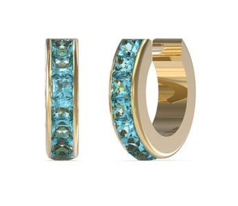 Guess - Nadčasové pozlacené náušnice s krystaly Huggie Me JUBE03134JWYGAQT/U