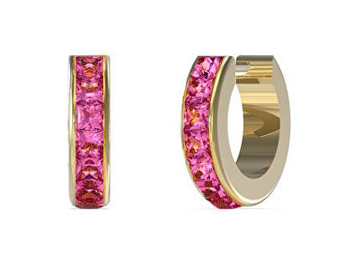 Guess - Nadčasové pozlacené náušnice s krystaly Huggie Me JUBE03134JWYGFCT/U