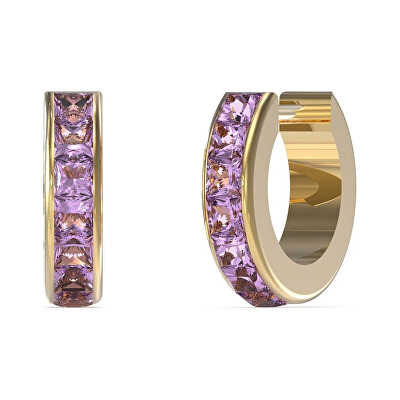 Guess - Nadčasové pozlacené náušnice s krystaly Huggie Me JUBE03134JWYGLAT/U