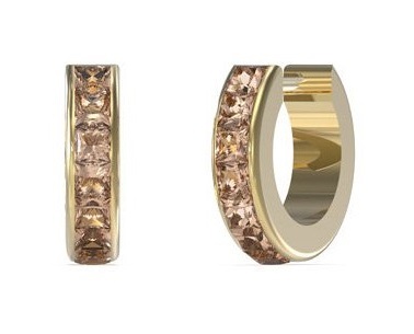 Guess - Nadčasové pozlacené náušnice s krystaly Huggie Me JUBE03134JWYGPET/U