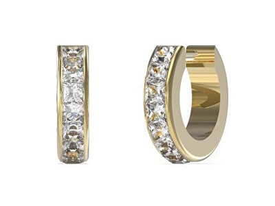 Guess - Nadčasové pozlacené náušnice s krystaly Huggie Me JUBE03134JWYGT/U
