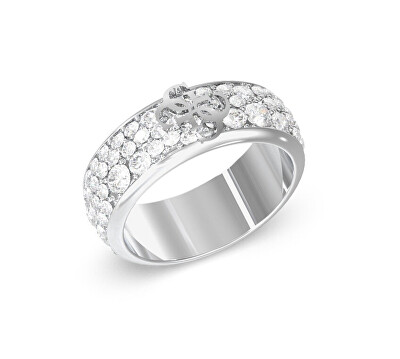 Guess - Nadčasový oceľový prsteň s kryštálmi 4G Supreme JUBR06403JWRH