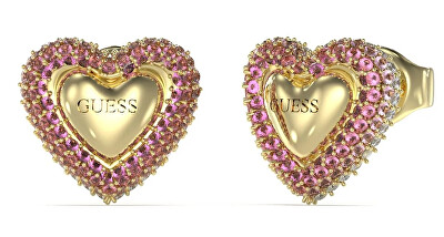 Guess - Nádherné pozlacené náušnice Srdíčka Beloved JUBE05008JWYGPKT/U