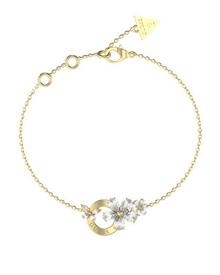 Guess - Něžný pozlacený náramek s květinami Lily JUBB05106JWYG