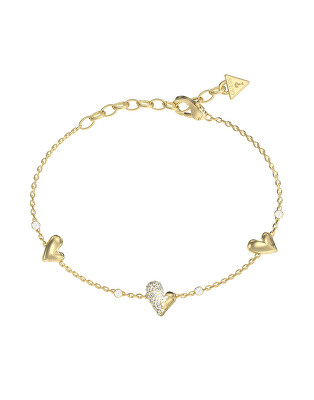 Guess - Něžný pozlacený náramek se srdíčky Golden love JUBB06451JWYG