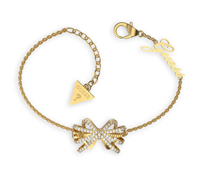 Guess - Něžný pozlacený náramek se zirkony A-Bow You JUBB01327JWYG