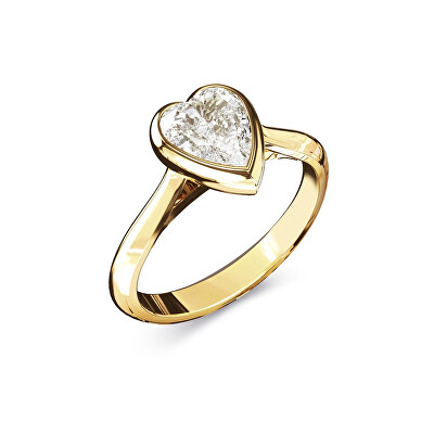 Guess - Něžný pozlacený prsten Čiré srdce Crystal Love JUBR06363JWYG