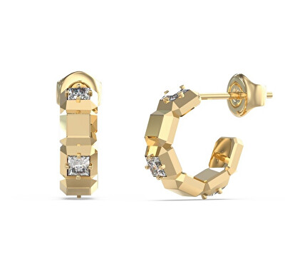 Guess - Pozlacené kruhové náušnice Ace Of Diamonds JUBE06183JWYGT/U