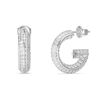 Guess - Oceľové kruhové náušnice G Crystal JUBE05444JWRHT/U