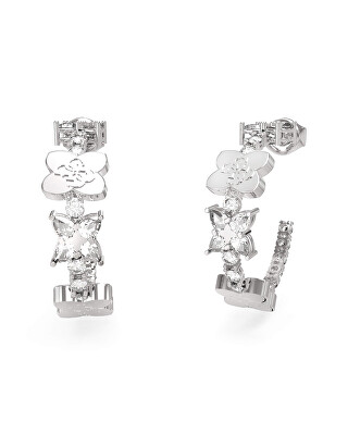 Guess - Ocelové kruhové náušnice se čtyřlístky Wild Flower JUBE05505JWRHT/U