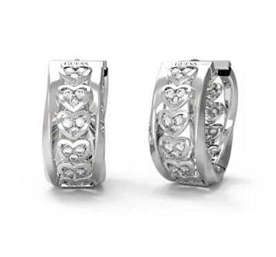 Guess - Ocelové kruhy se srdíčky a zirkony Mon Amour JUBE04604JWRHT/U