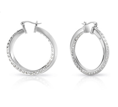 Guess - 2. JAKOST -  Ocelové náušnice kruhy Hoops Don`t Lie JUBE01486JWRH