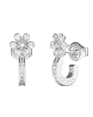Guess - Ocelové půlkruhové náušnice s květinami Lily JUBE05110JWRHT/U