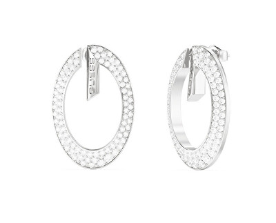 Guess - Oceľové náušnice s kryštálmi G Camden JUBE06334JWRHT/U
