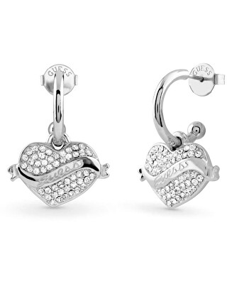 Guess - Třpytivé ocelové náušnice 2v1 Srdíčko JUBE05477JWRHT/U