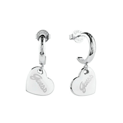 Guess - Ocelové náušnice s přívěsky srdce Vintage Guess JUBE05151JWRHWHT/U