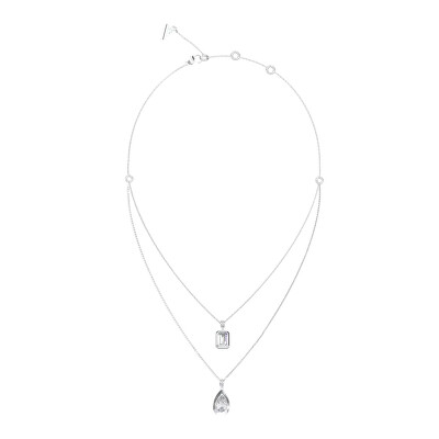 Guess - Ocelový dvojitý náhrdelník s kubickými zirkony 4G Light JUBN05242JWRHT/U