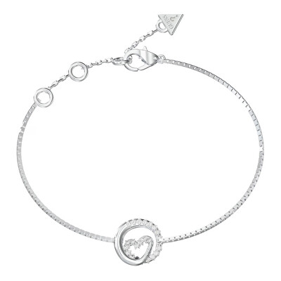 Guess - Acél karkötő kristályokkal Szív Iconique JUBB05527JWRH
