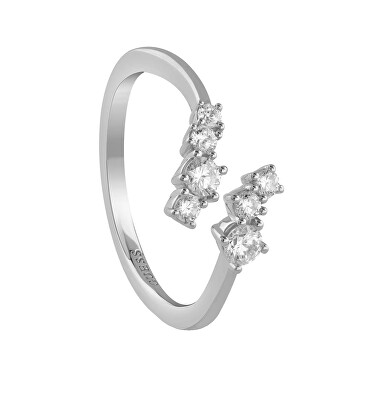 Guess - Otevřený stříbrný prsten se zirkony Jardin JSBR04477JWRH