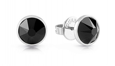 Guess - Ocelové náušnice s černými zirkony Frontiers JUME01343JWSTBKT/U