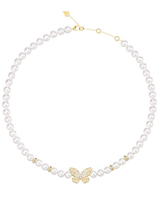 Guess - Perličkový náhrdelník choker Borboleta JUBN06120JWYGT/U