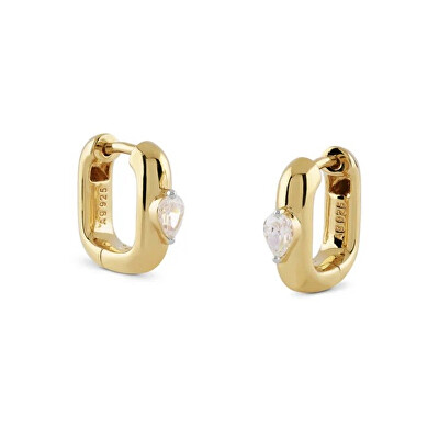 Guess - Pozlacené oválné náušnice s třpytivými krystaly Nuances JSBE04552JWYGT/U