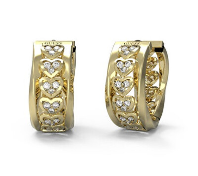 Guess - Pozlacené kruhy se srdíčky a zirkony Mon Amour JUBE04604JWYGT/U